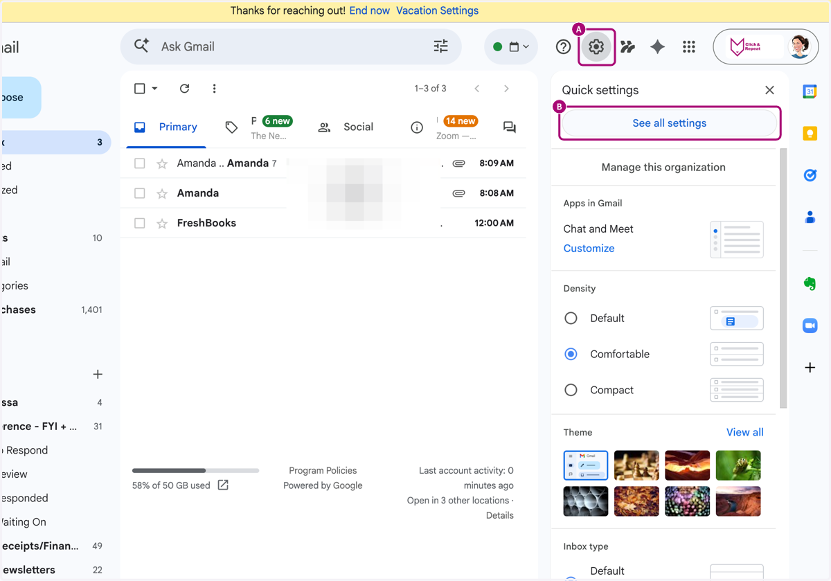Step 1: Finding the settings to tell if the gmail changes impact you