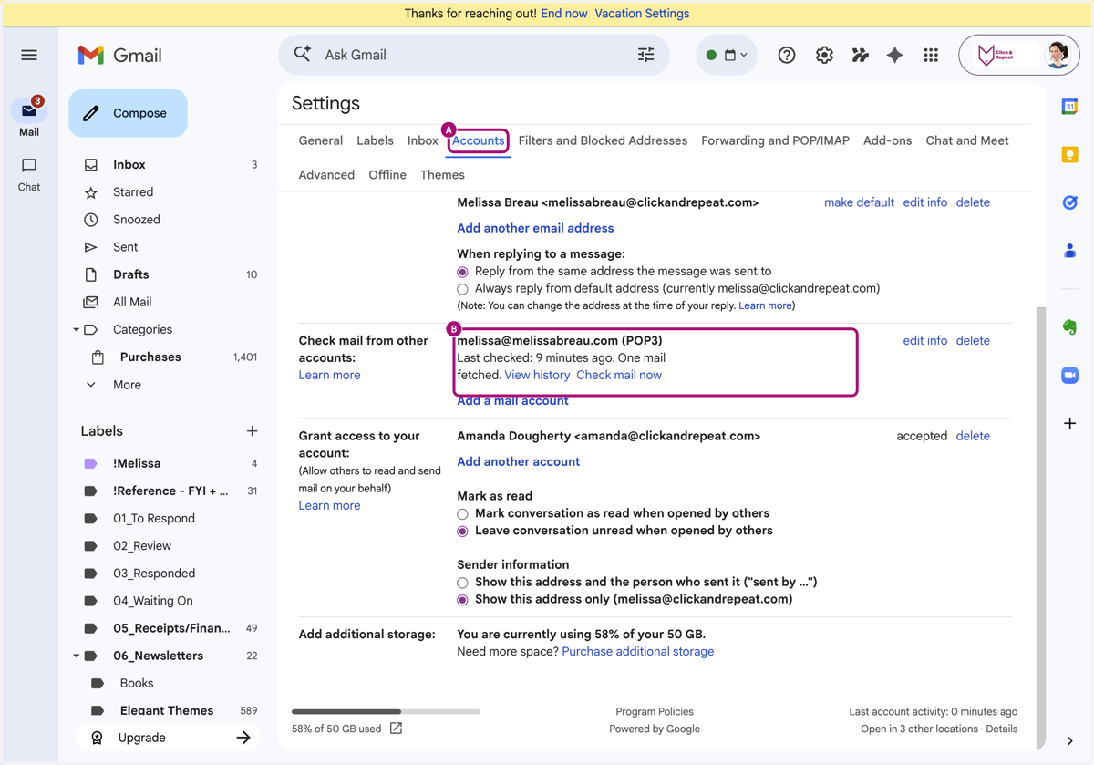 Step 2: Finding the settings to tell if the gmail changes impact you