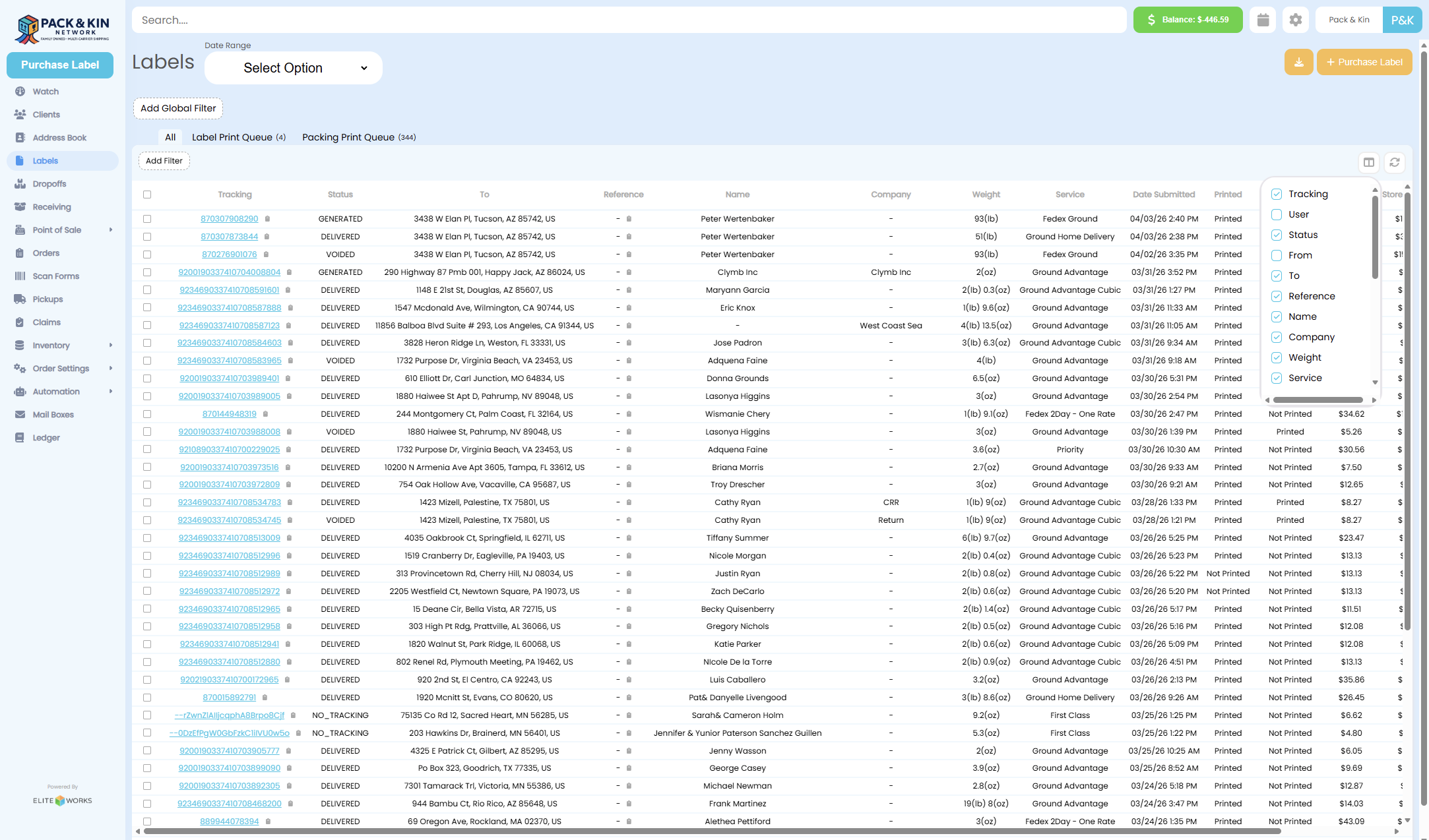 A. Click on Field Button
B. Select any fields you want included on your export.