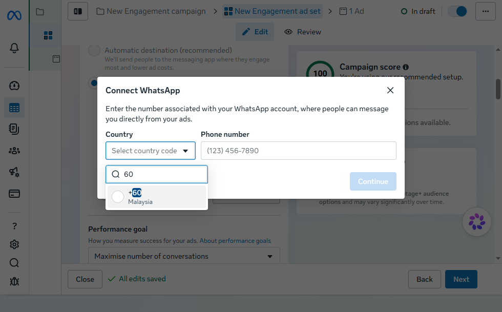 Connect WhatsApp Business Number with Facebook - Kuasa ARA CMO Help