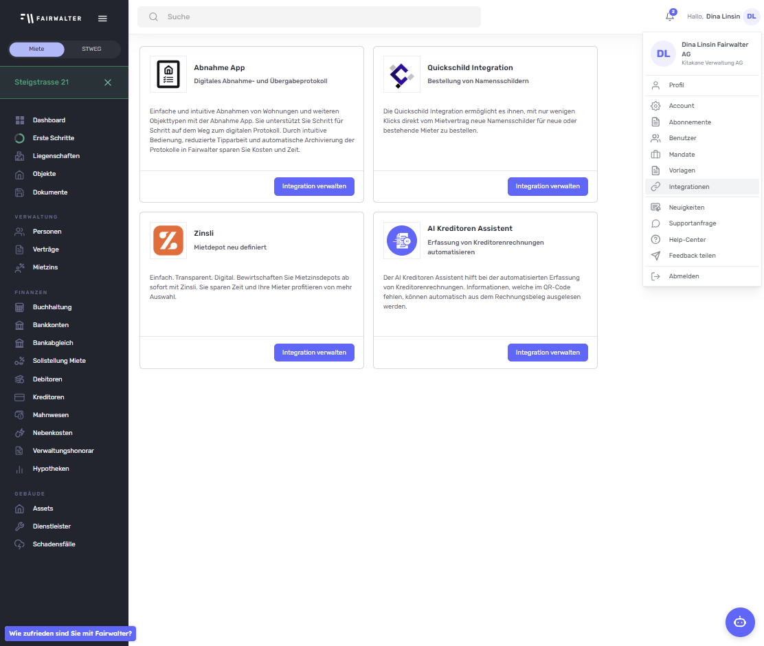 A.  Quickschild Integration aktivieren
B. -