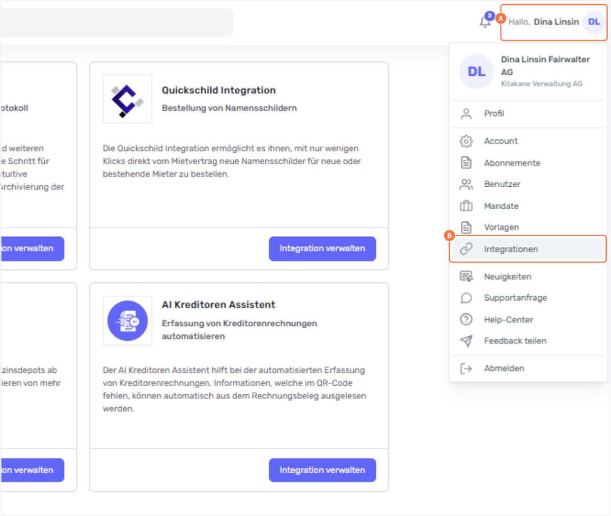 A. Quickschild Integration aktivieren
B. -