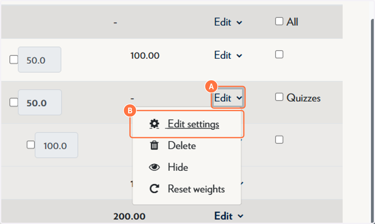 On the applicable category, click on Edit, then Edit settings