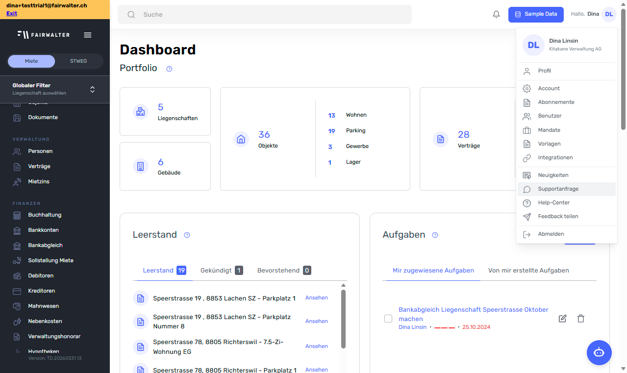 A. Navigation zum Kundenportal
B. Click on Supportanfrage