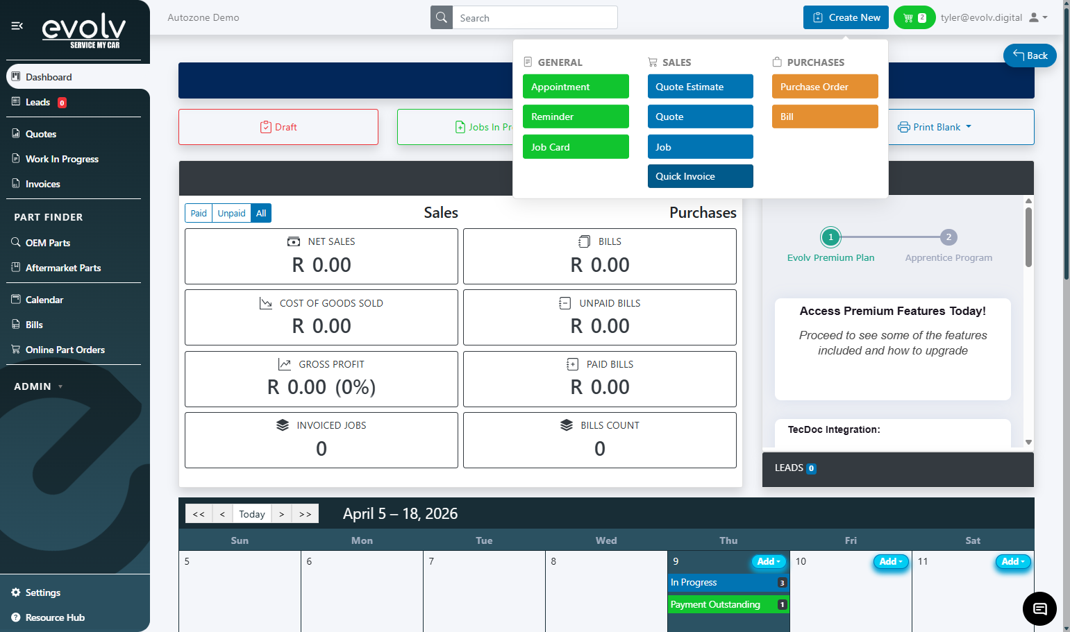 A. Click on Create New
B. Click on Quick Invoice
