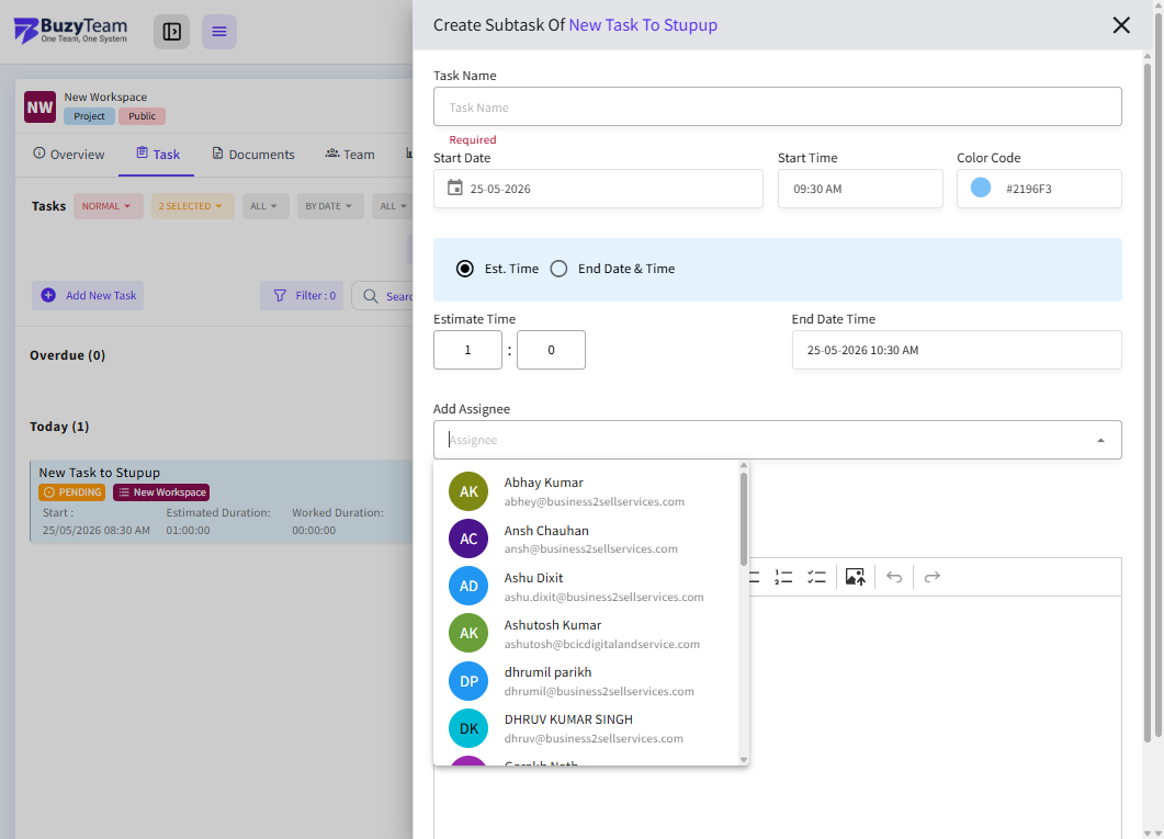 A. Define the subtask start date, start time, and color code for identification.