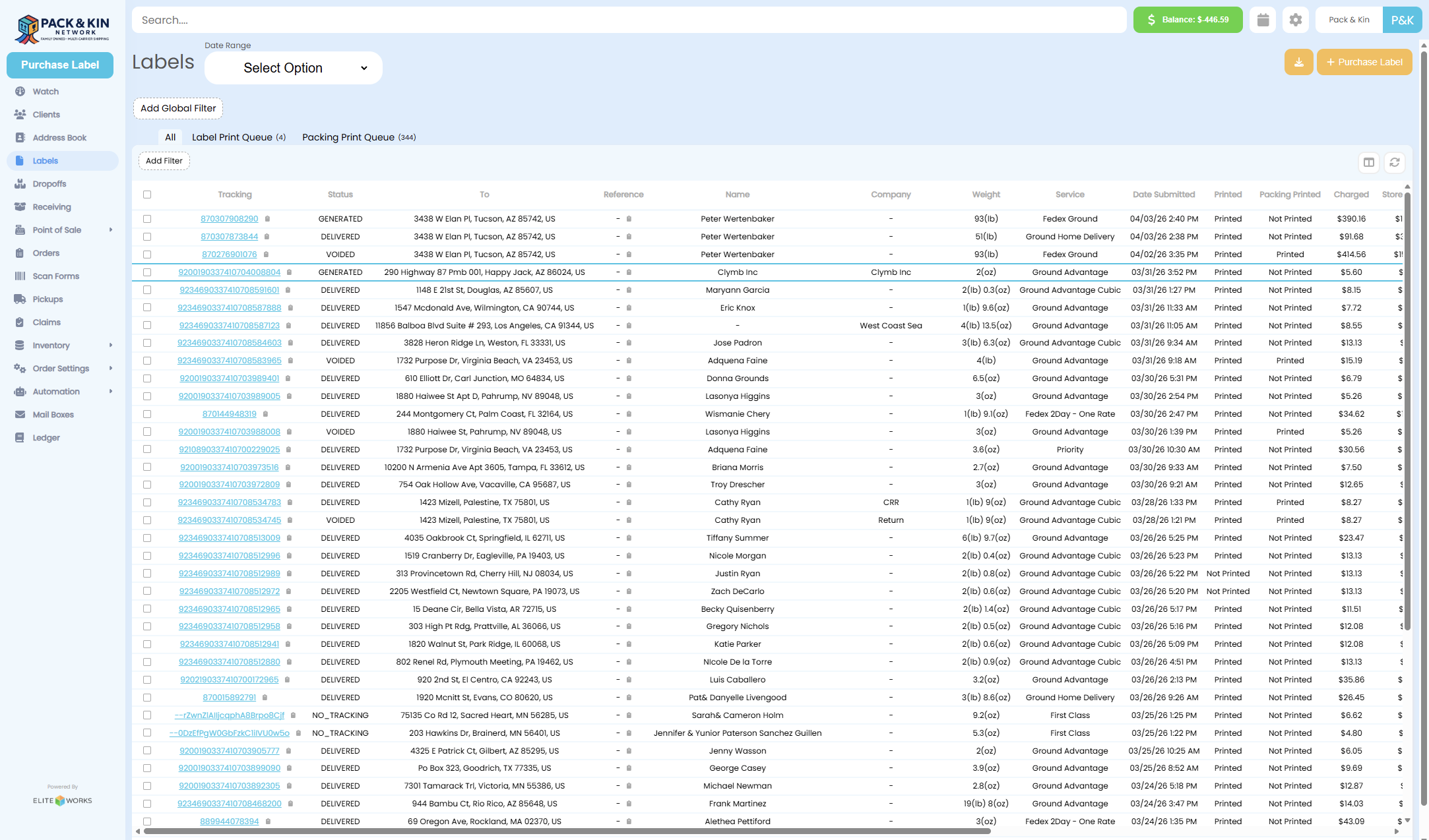 A. Click on Labels
B. Select the relevant Label that you need to reprint.