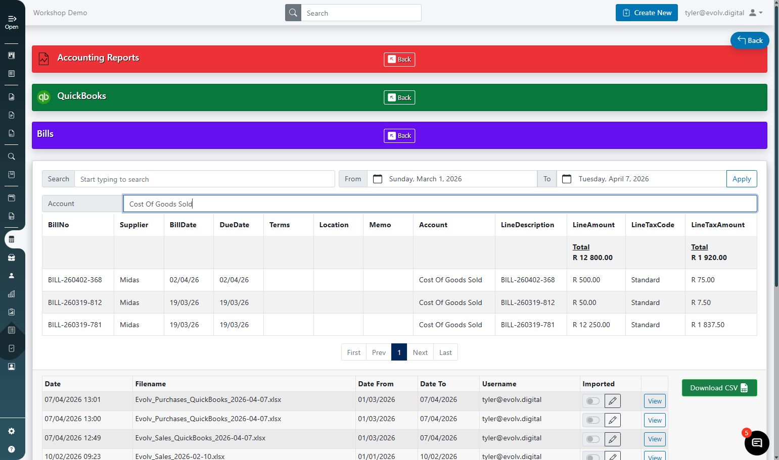 A. Select the Date range
B. Click on Apply
C. Enter your Expenses Account nameCost Of Goods Sold