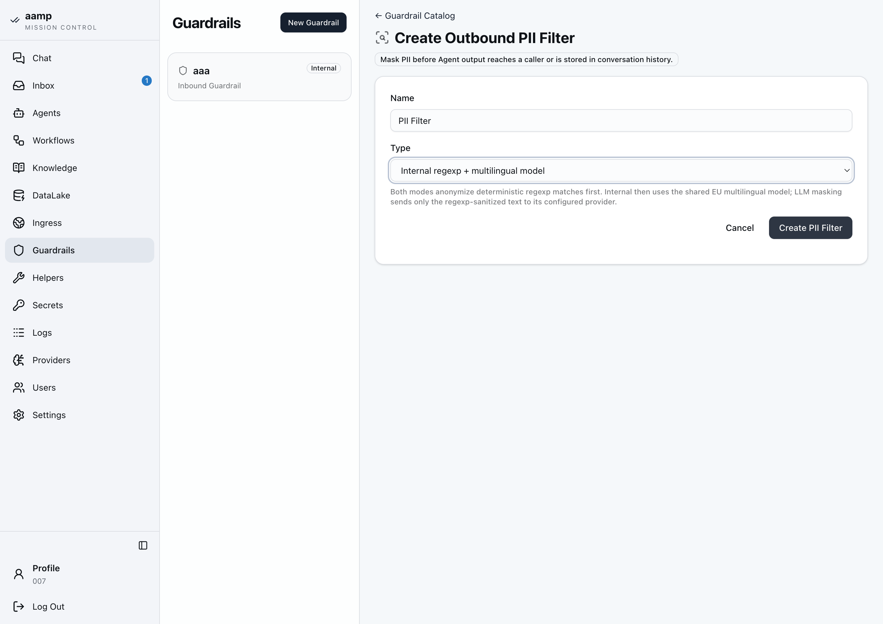 Step 30 of the guardrails walkthrough