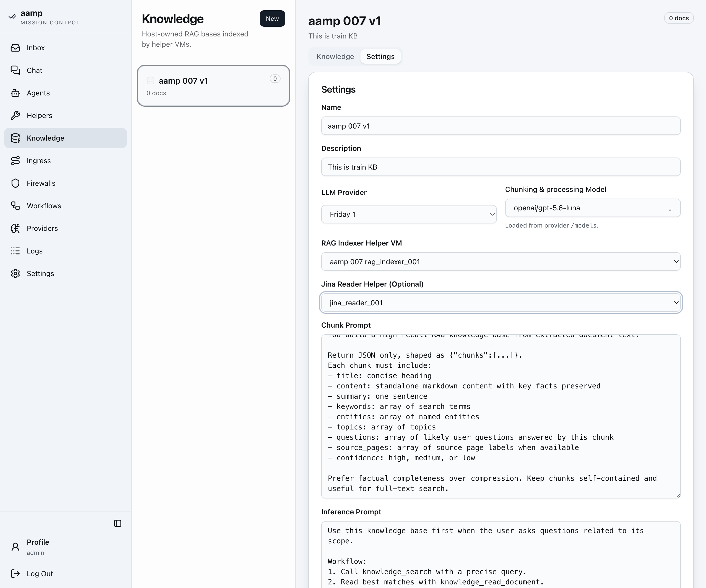 Step 15 of the RAG knowledge base walkthrough