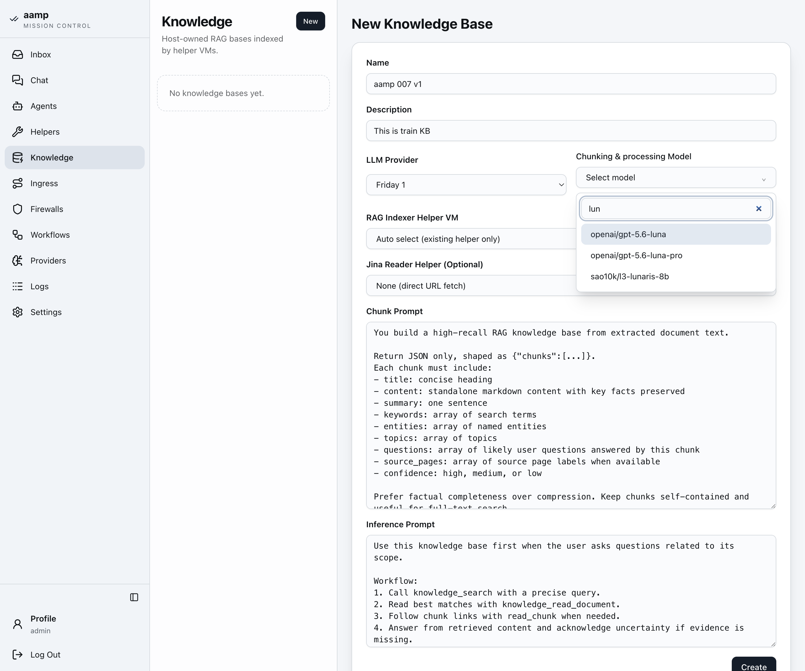 Step 4 of the RAG knowledge base walkthrough