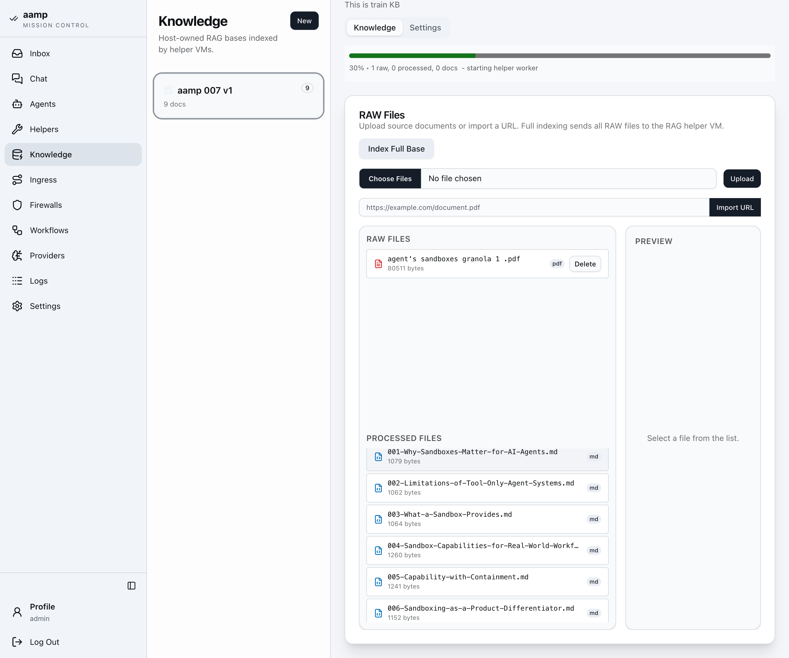 Step 26 of the RAG knowledge base walkthrough