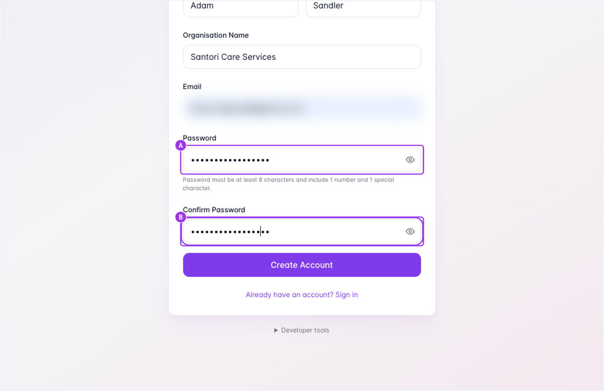 Confirm your password