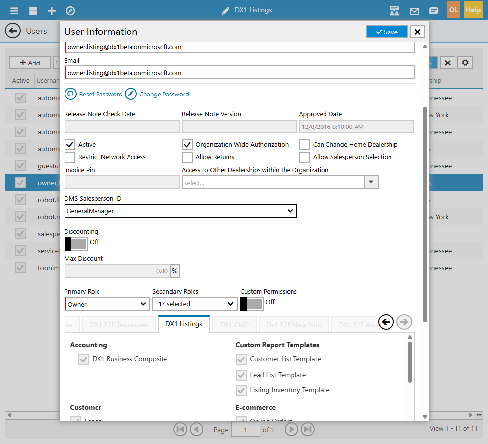 Choose the DMS Salesperson ID and save the user record