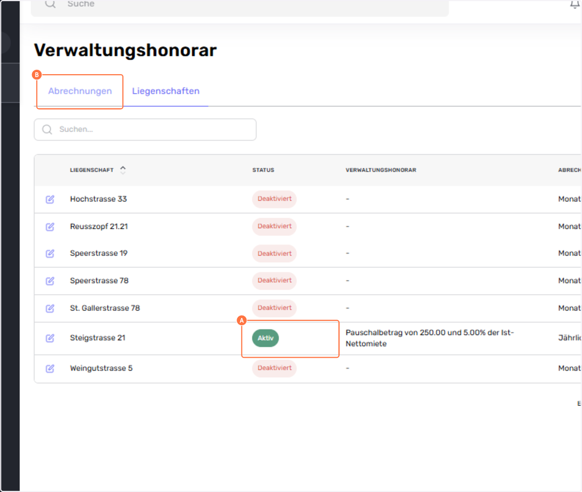 A. Verwaltungshonorar-Rechnung verrechnen
B. -